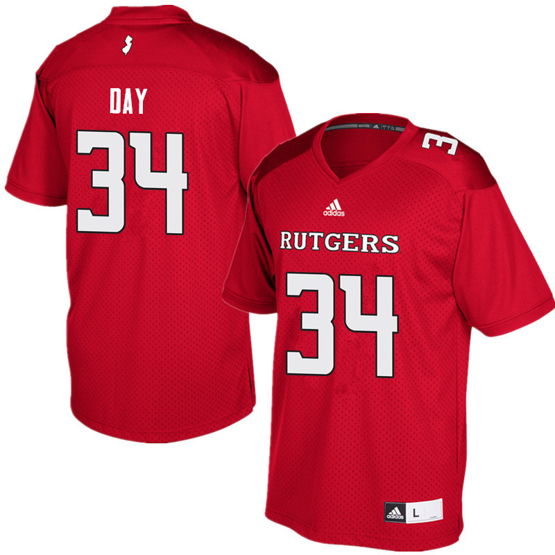 Men #34 Parker Day Rutgers Scarlet Knights College Football Jerseys Sale-Red